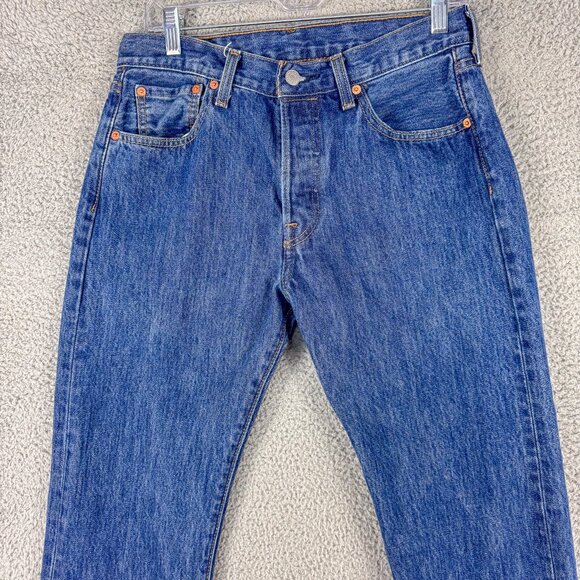 Levis 501 Jeans Mens 30 Blue Button Fly Denim Western Cowboy Outdoor 30x29 - Picture 3 of 15